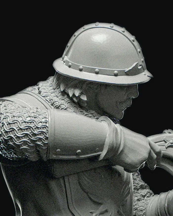 City Guardian 03 im Helm – unbemalte Resin-Miniatur – 32 mm und 75 mm