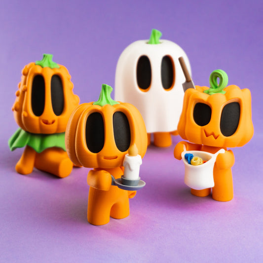 Figuras de calabazas impresas en 3D para Halloween diseñadas por Blob Lab