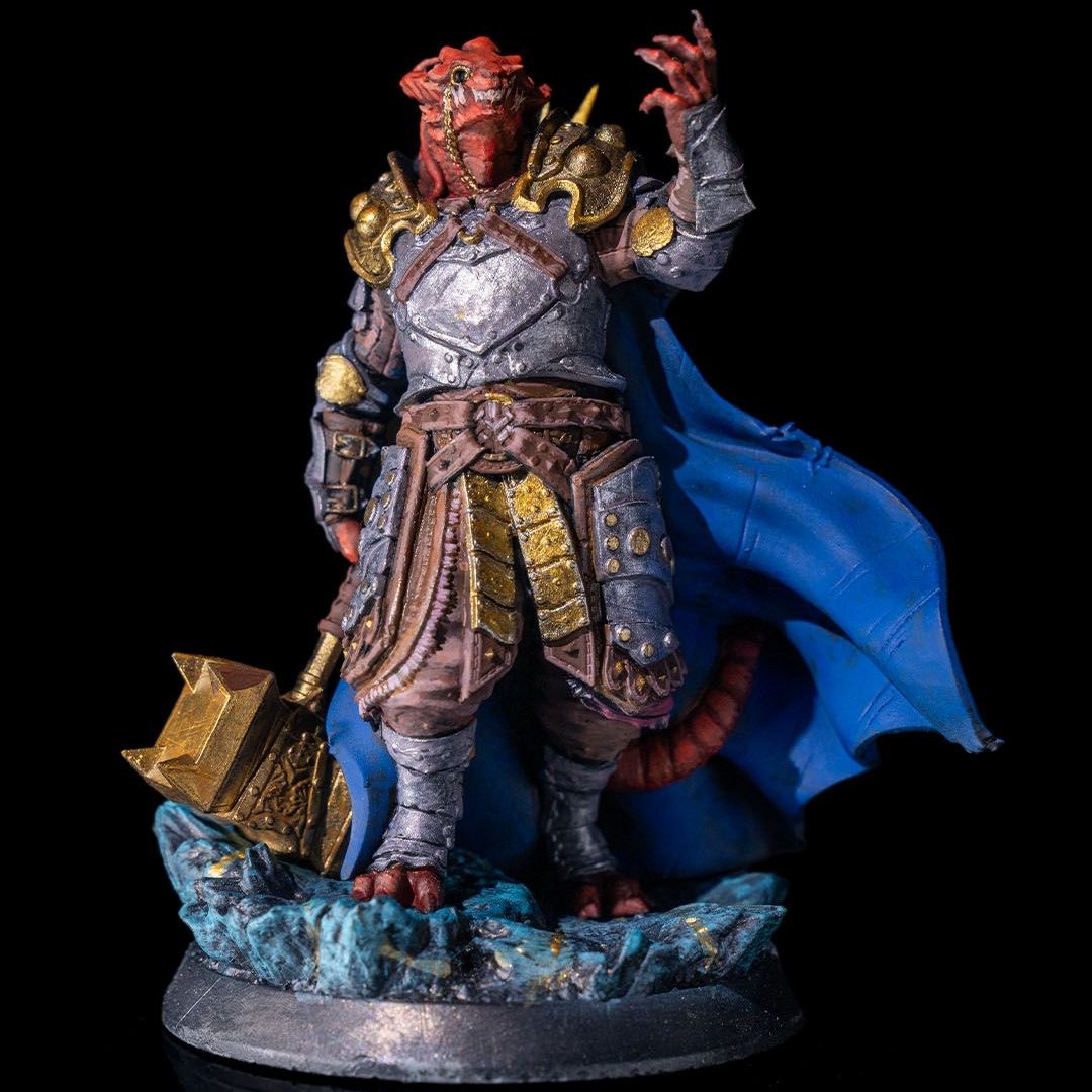 Figura de Rhogar Caellestine sin pintar, Figura de guerrero dracónido en resina, Miniatura de Rhogar Caellestine para pintar