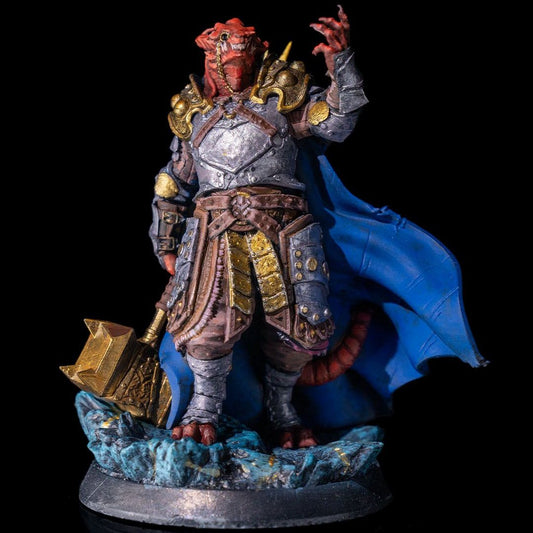 Figura de Rhogar Caellestine sin pintar, Figura de guerrero dracónido en resina, Miniatura de Rhogar Caellestine para pintar